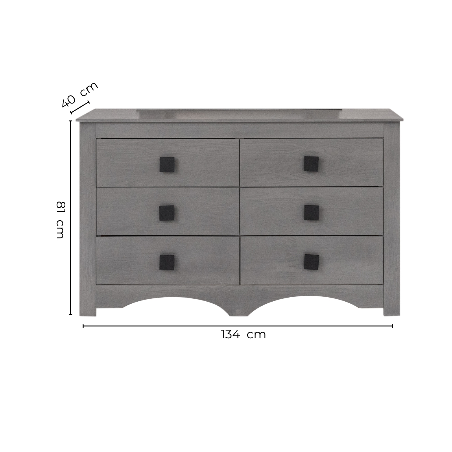 Cómoda - Cajonera Con 6 Cajones Color Gris - Madera Industrializada