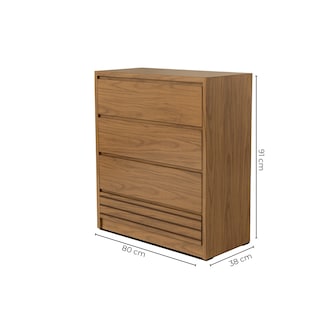 Foto 7 | Cómoda - Cajonera Con 4 Cajones Color Natural - Madera Industrializada