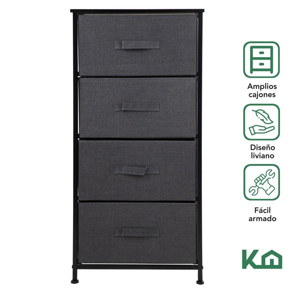 Foto 3 pulgar | Comoda Cajonera De 4 Cajones Mueble Organizador Tela Madera