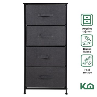 Foto 2 | Comoda Cajonera De 4 Cajones Mueble Organizador Tela Madera