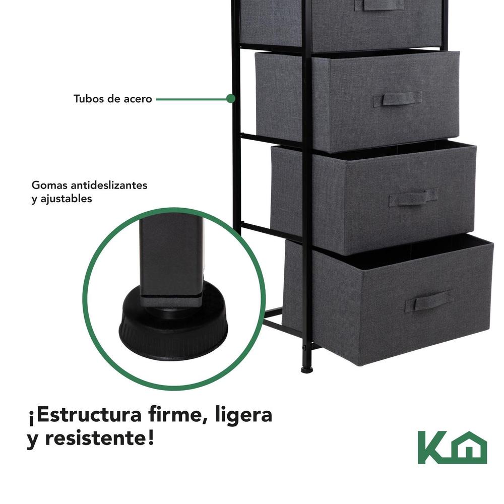 Foto 4 | Comoda Cajonera De 4 Cajones Mueble Organizador Tela Madera
