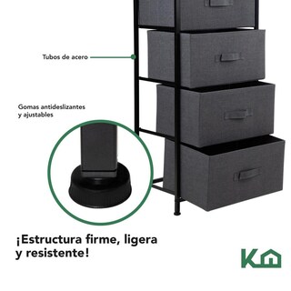 Foto 4 | Comoda Cajonera De 4 Cajones Mueble Organizador Tela Madera