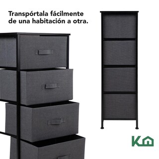 Foto 6 | Comoda Cajonera De 4 Cajones Mueble Organizador Tela Madera