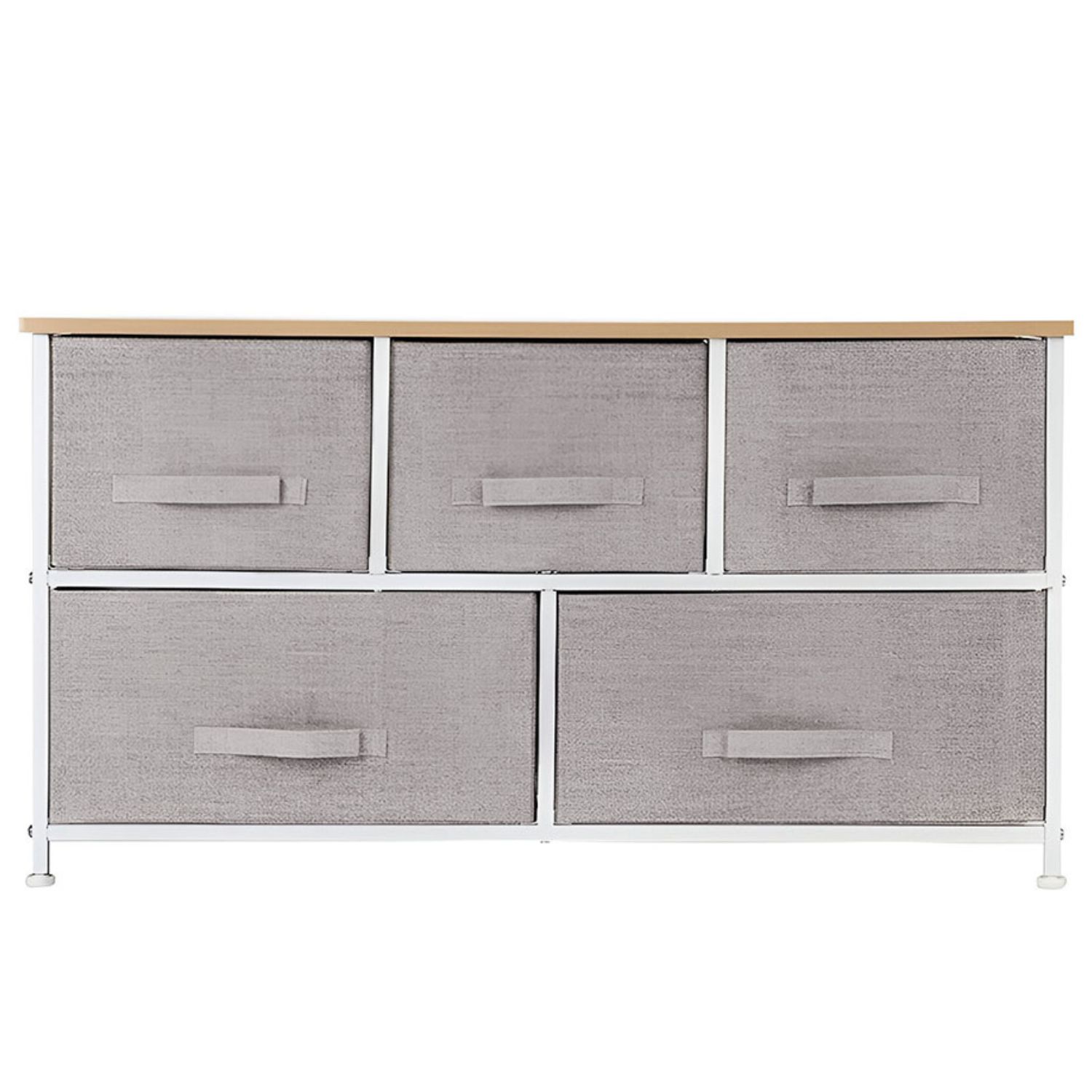 Cajonera De 5 Cajones Bluelander Gris Claro Con 2 Niveles Y 1 Repisa