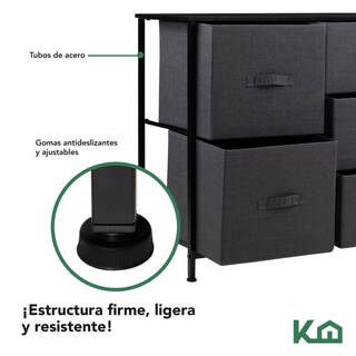 Foto 4 | Comoda Cajonera 5 Cajones Mueble Organizador De Tela Madera