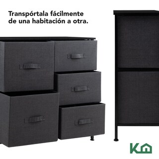 Foto 6 | Comoda Cajonera 5 Cajones Mueble Organizador De Tela Madera