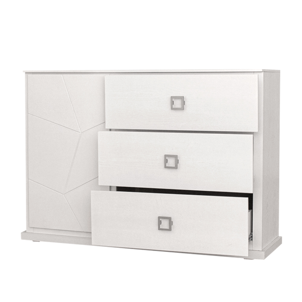 Foto 4 pulgar | Cómoda - Cajonera Con 3 Cajones Y 1 Compartimento Color Blanco - Madera Industrializada