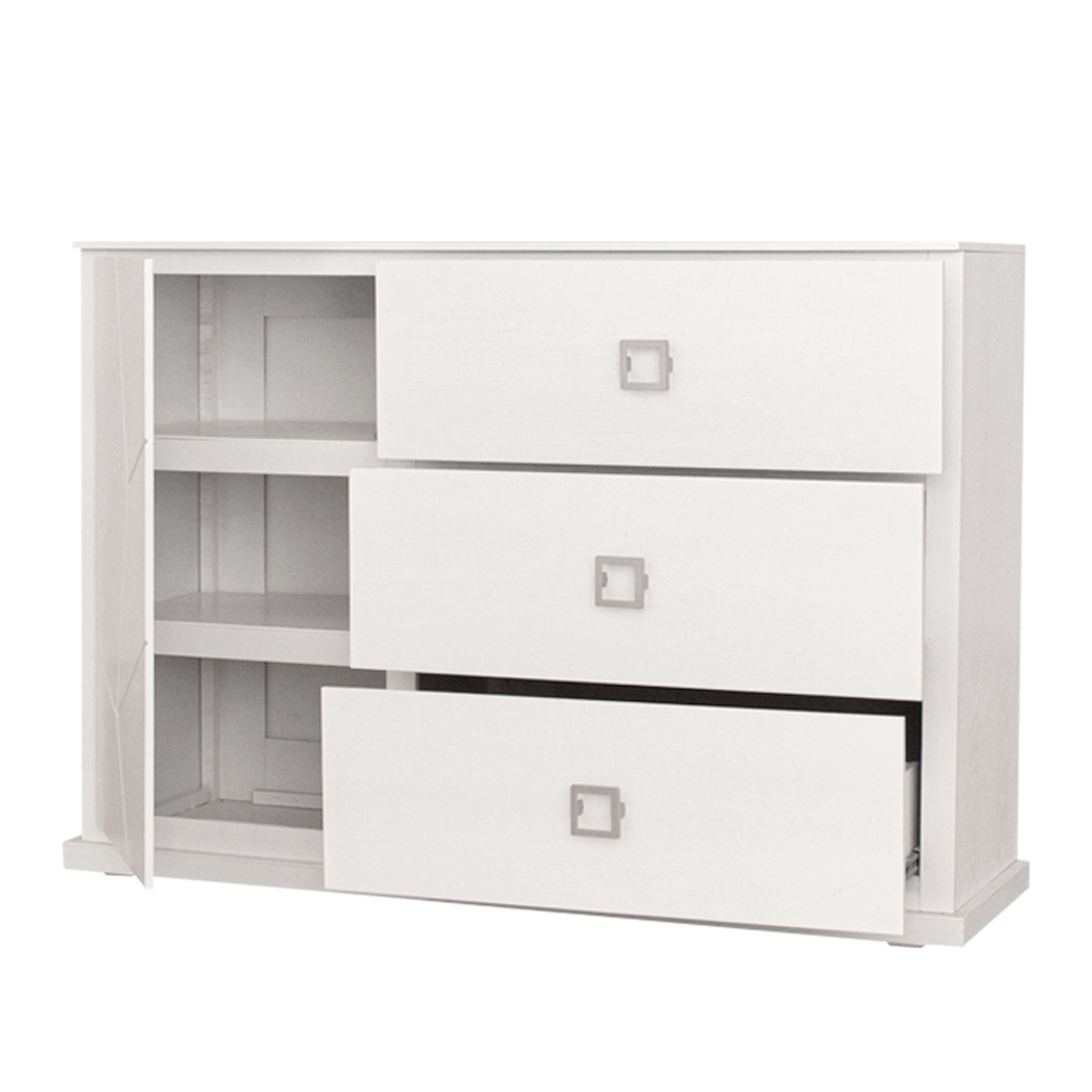 Foto 5 pulgar | Cómoda - Cajonera Con 3 Cajones Y 1 Compartimento Color Blanco - Madera Industrializada