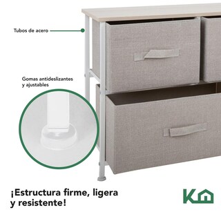 Foto 4 | Comoda Cajonera De 5 Cajones Mueble Organizador Tela Madera