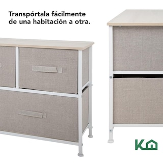 Foto 6 | Comoda Cajonera De 5 Cajones Mueble Organizador Tela Madera