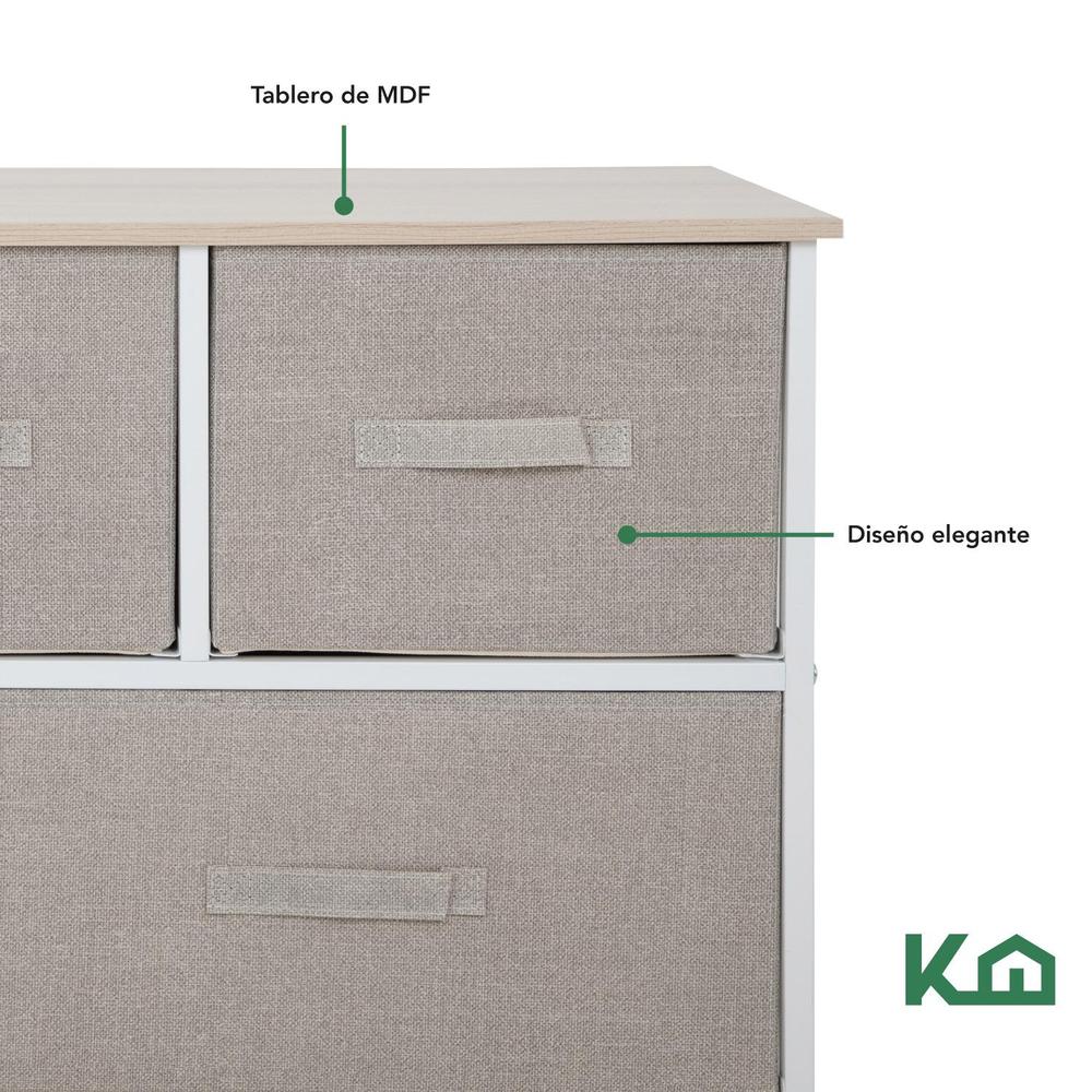 Foto 8 pulgar | Comoda Cajonera De 5 Cajones Mueble Organizador Tela Madera