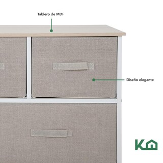Foto 7 | Comoda Cajonera De 5 Cajones Mueble Organizador Tela Madera