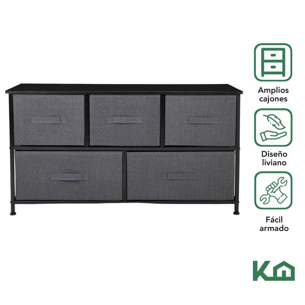 Foto 2 | Comoda Cajonera De 5 Cajones Mueble Organizador Tela Madera