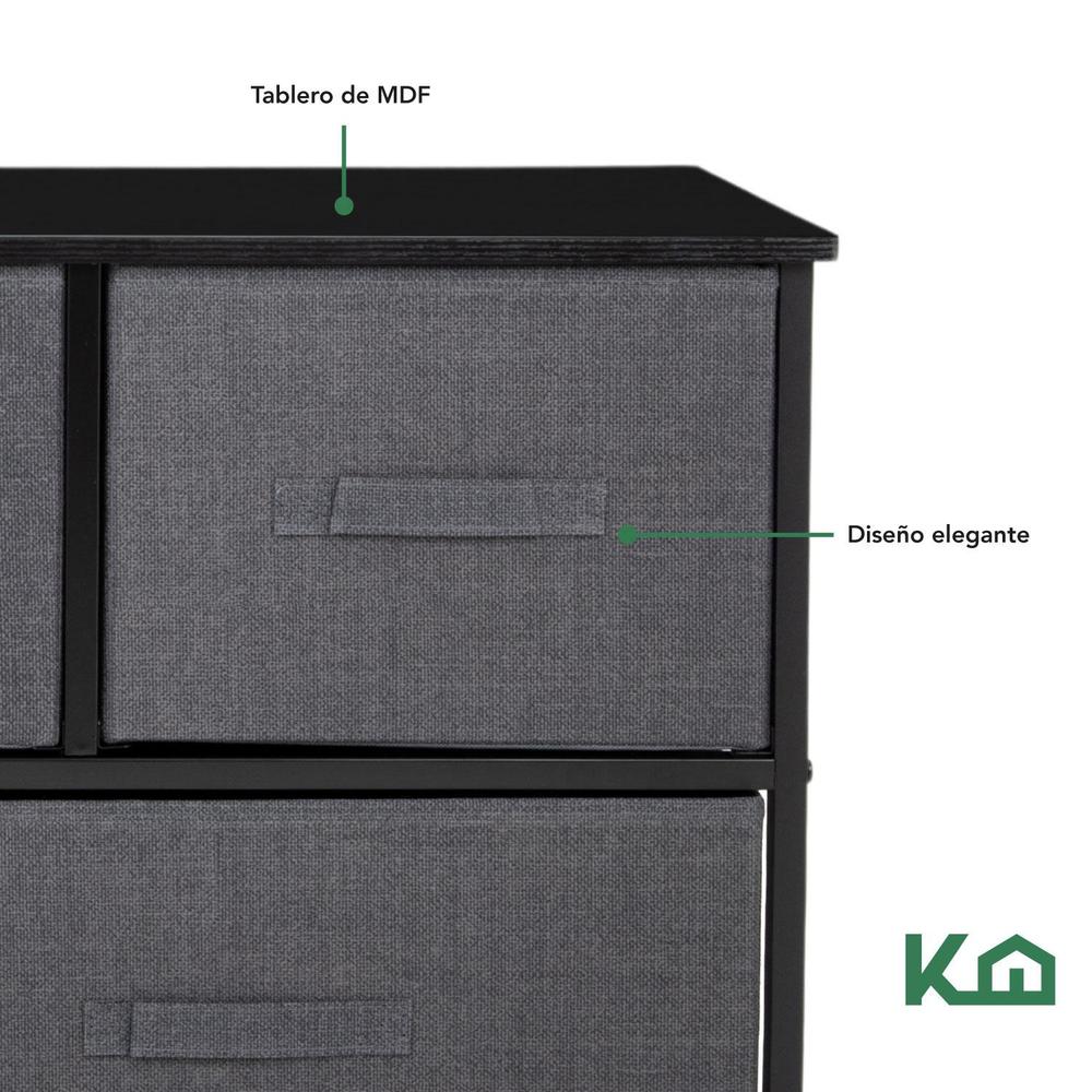 Foto 7 | Comoda Cajonera De 5 Cajones Mueble Organizador Tela Madera