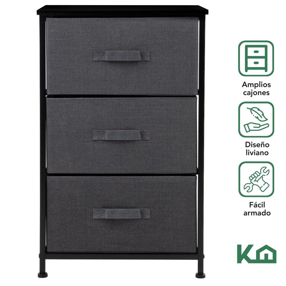 Foto 3 pulgar | Comoda Cajonera De 3 Cajones Mueble Organizador Tela Madera