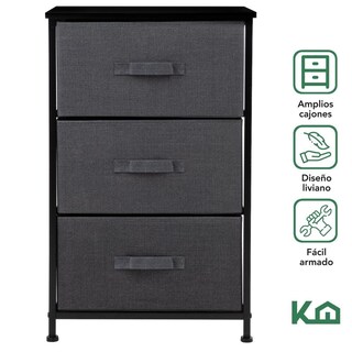Foto 2 | Comoda Cajonera De 3 Cajones Mueble Organizador Tela Madera