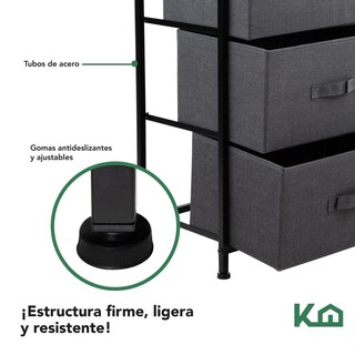 Foto 4 | Comoda Cajonera De 3 Cajones Mueble Organizador Tela Madera