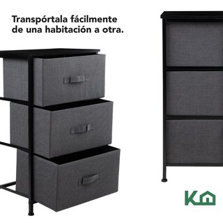Foto 6 | Comoda Cajonera De 3 Cajones Mueble Organizador Tela Madera
