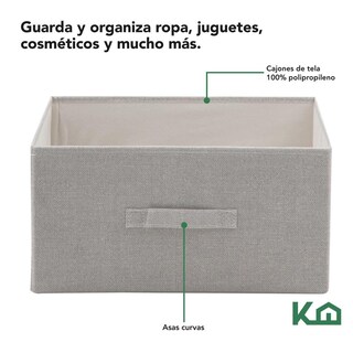 Foto 3 | Comoda Cajonera De 4 Cajones Mueble Organizador Tela Madera