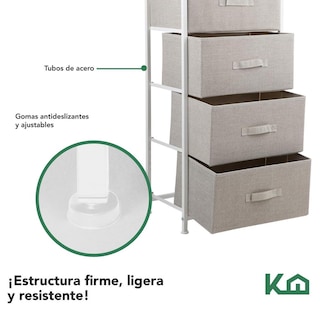 Foto 4 | Comoda Cajonera De 4 Cajones Mueble Organizador Tela Madera