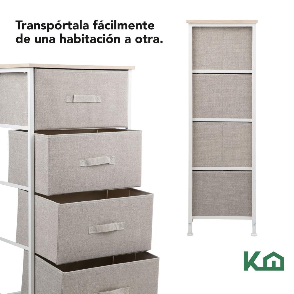 Foto 7 pulgar | Comoda Cajonera De 4 Cajones Mueble Organizador Tela Madera