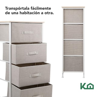 Foto 6 | Comoda Cajonera De 4 Cajones Mueble Organizador Tela Madera