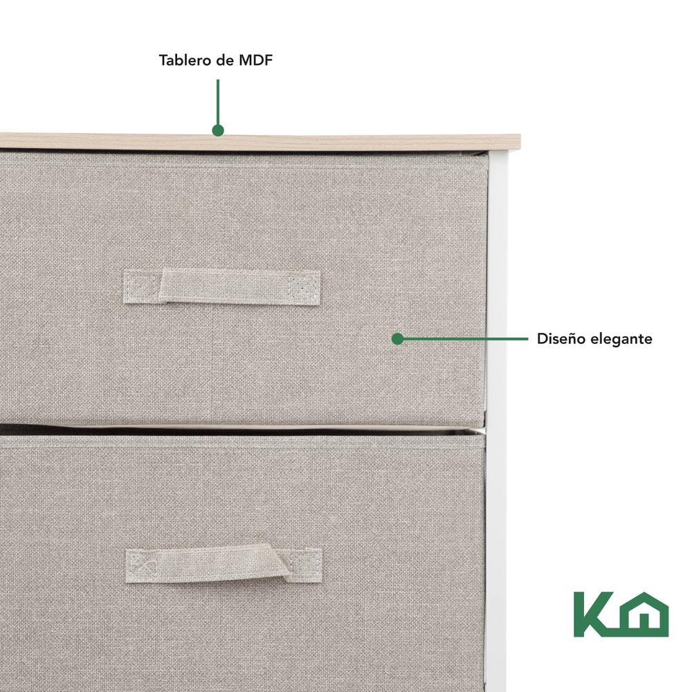 Foto 7 | Comoda Cajonera De 4 Cajones Mueble Organizador Tela Madera