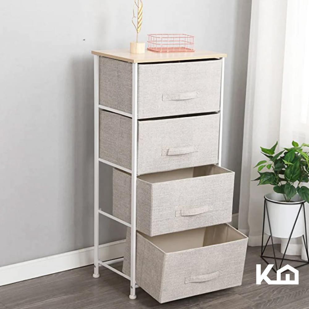 Foto 9 pulgar | Comoda Cajonera De 4 Cajones Mueble Organizador Tela Madera
