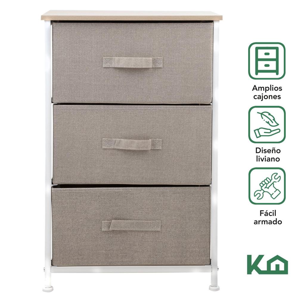 Foto 3 pulgar | Comoda Cajonera De 3 Cajones Mueble Organizador Tela Madera