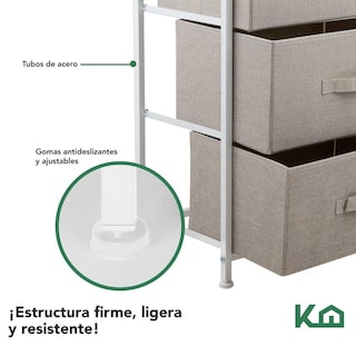 Foto 4 | Comoda Cajonera De 3 Cajones Mueble Organizador Tela Madera