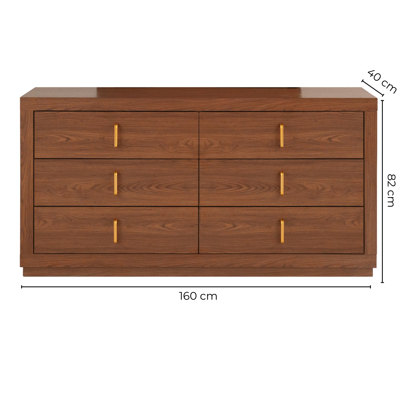 Cómoda - Cajonera Con 6 Cajones Color Nogal - Madera Industrializada