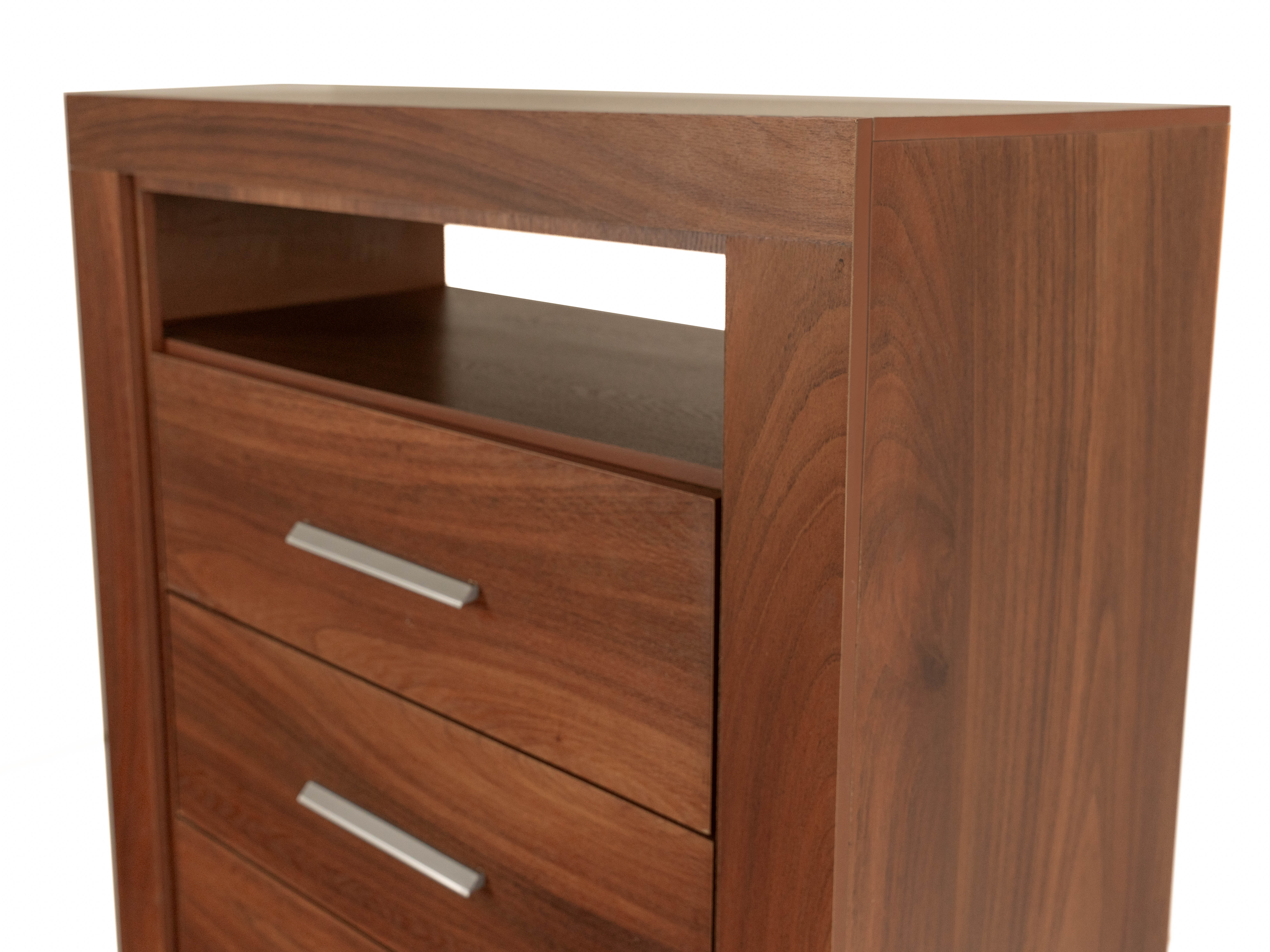 Foto 4 pulgar | Cómoda - Cajonera Con 5 Cajones Color Parota Con Jaladeras De Metal - Madera Industrializada