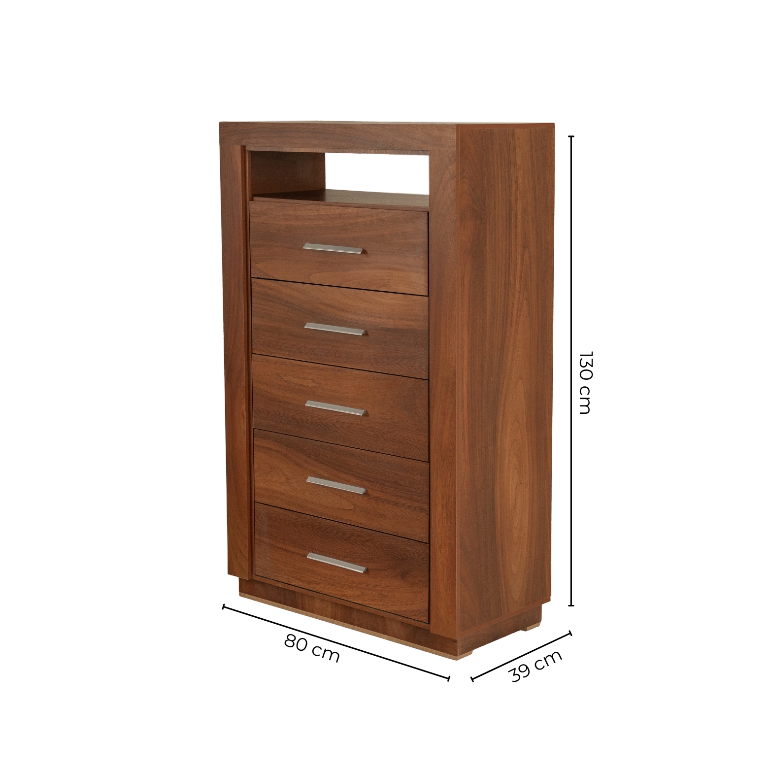 Foto 5 | Cómoda - Cajonera Con 5 Cajones Color Parota Con Jaladeras De Metal - Madera Industrializada