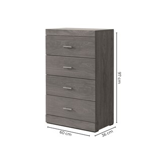 Foto 4 | Cómoda - Cajonera Con 4 Cajones Color Gris Con Jaladeras De Metal - Madera Industrializada