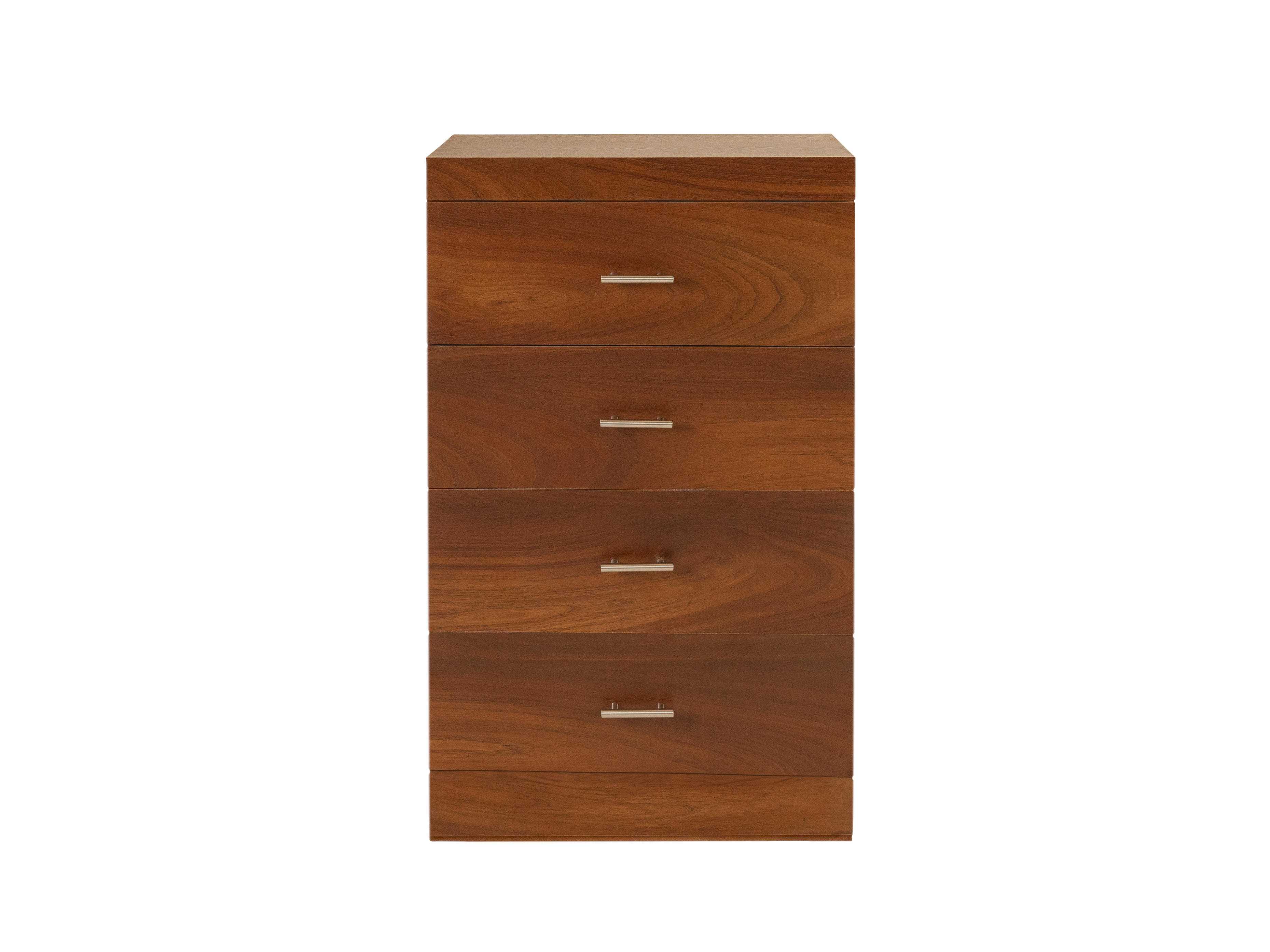 Cómoda - Cajonera Con 4 Cajones Color Parota Con Jaladeras De Metal - Madera Industrializada