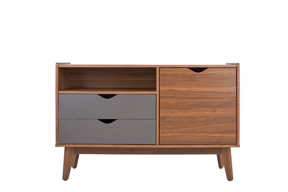 Foto 1 | Cómoda - Cajonera Color Nogal Y Gris - Madera Industrializada Y Melamina