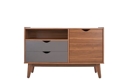 Foto 1 | Cómoda - Cajonera Color Nogal Y Gris - Madera Industrializada Y Melamina