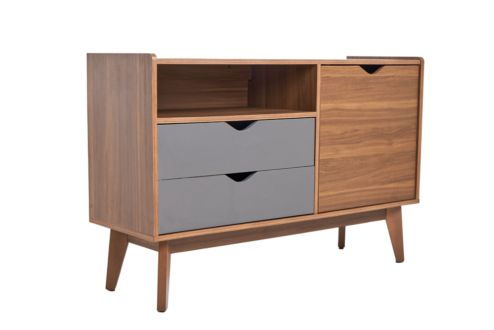 Foto 2 | Cómoda - Cajonera Color Nogal Y Gris - Madera Industrializada Y Melamina