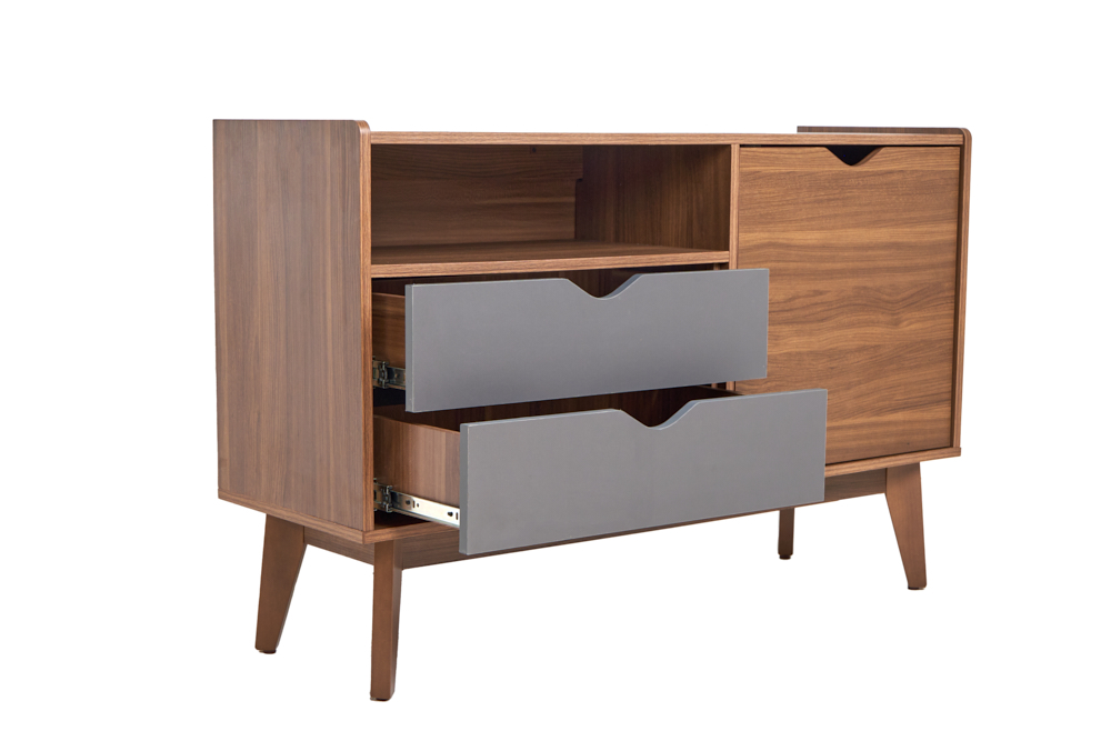 Foto 3 | Cómoda - Cajonera Color Nogal Y Gris - Madera Industrializada Y Melamina