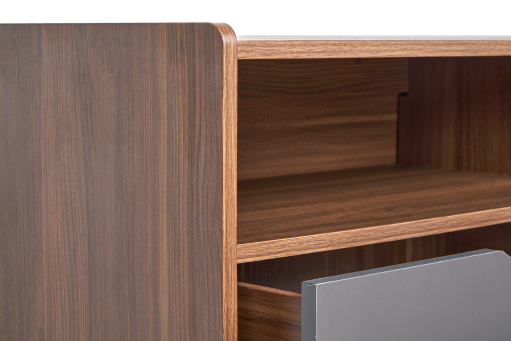 Foto 5 pulgar | Cómoda - Cajonera Color Nogal Y Gris - Madera Industrializada Y Melamina