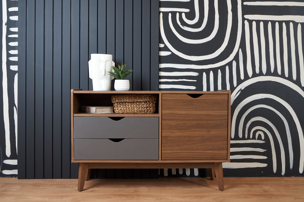 Foto 5 | Cómoda - Cajonera Color Nogal Y Gris - Madera Industrializada Y Melamina