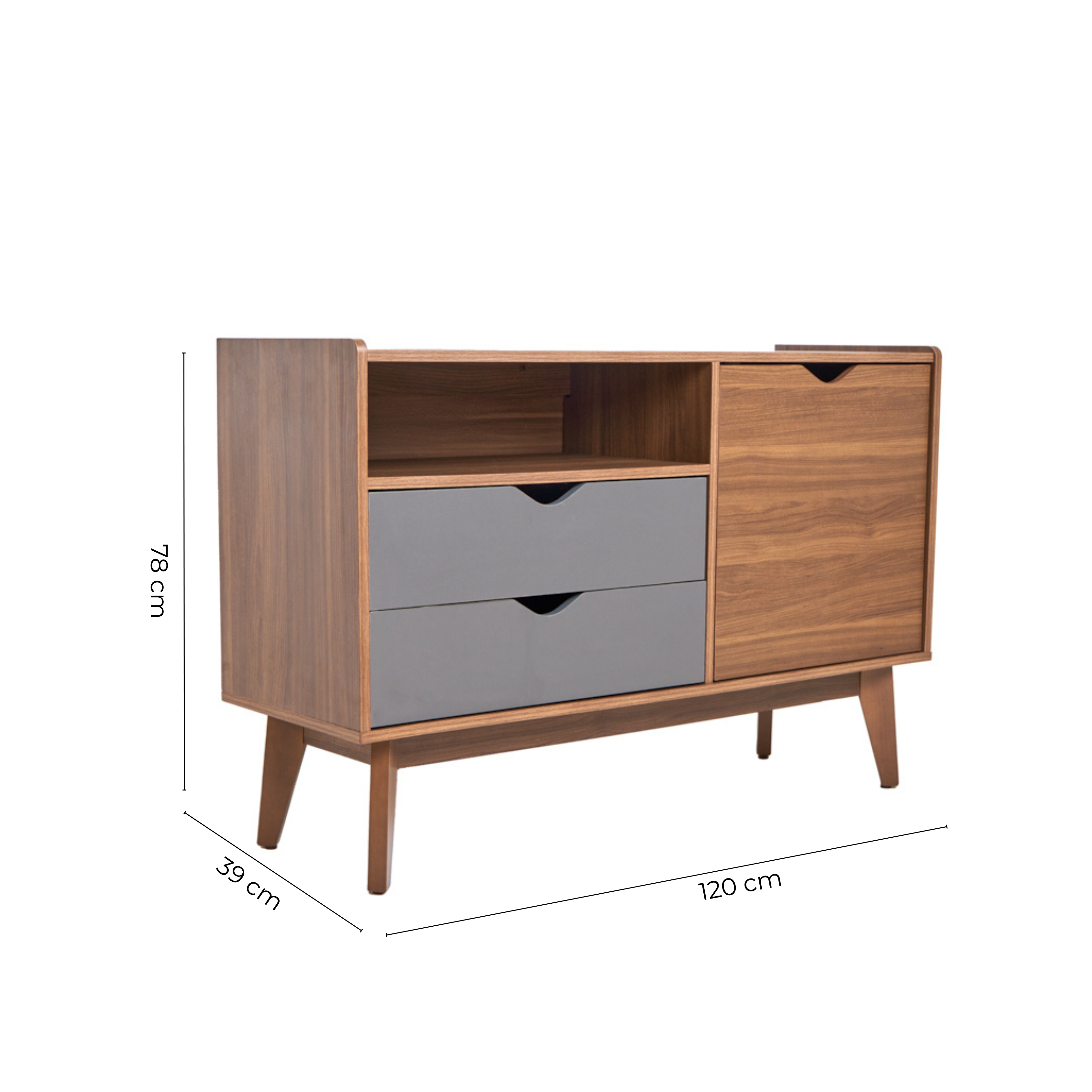 Foto 6 | Cómoda - Cajonera Color Nogal Y Gris - Madera Industrializada Y Melamina
