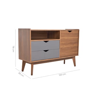 Foto 6 | Cómoda - Cajonera Color Nogal Y Gris - Madera Industrializada Y Melamina