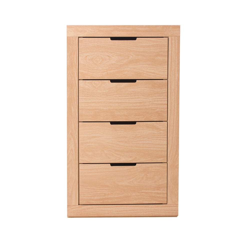 Cómoda - Cajonera Con 4 Cajones Color Natural - Madera Industrializada