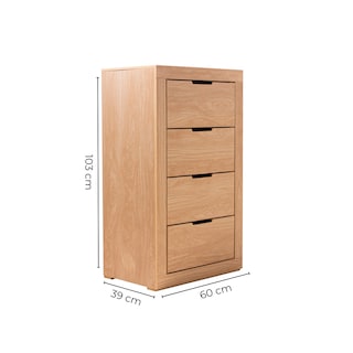 Foto 4 | Cómoda - Cajonera Con 4 Cajones Color Natural - Madera Industrializada