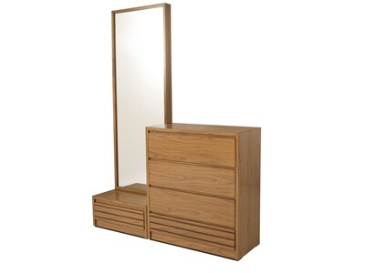 Foto 4 | Recámara King Size De 5 Piezas Con Cabecera Con Luz, 2 Burós, Cajonera Y Espejo Color Natural - Madera Industrializada