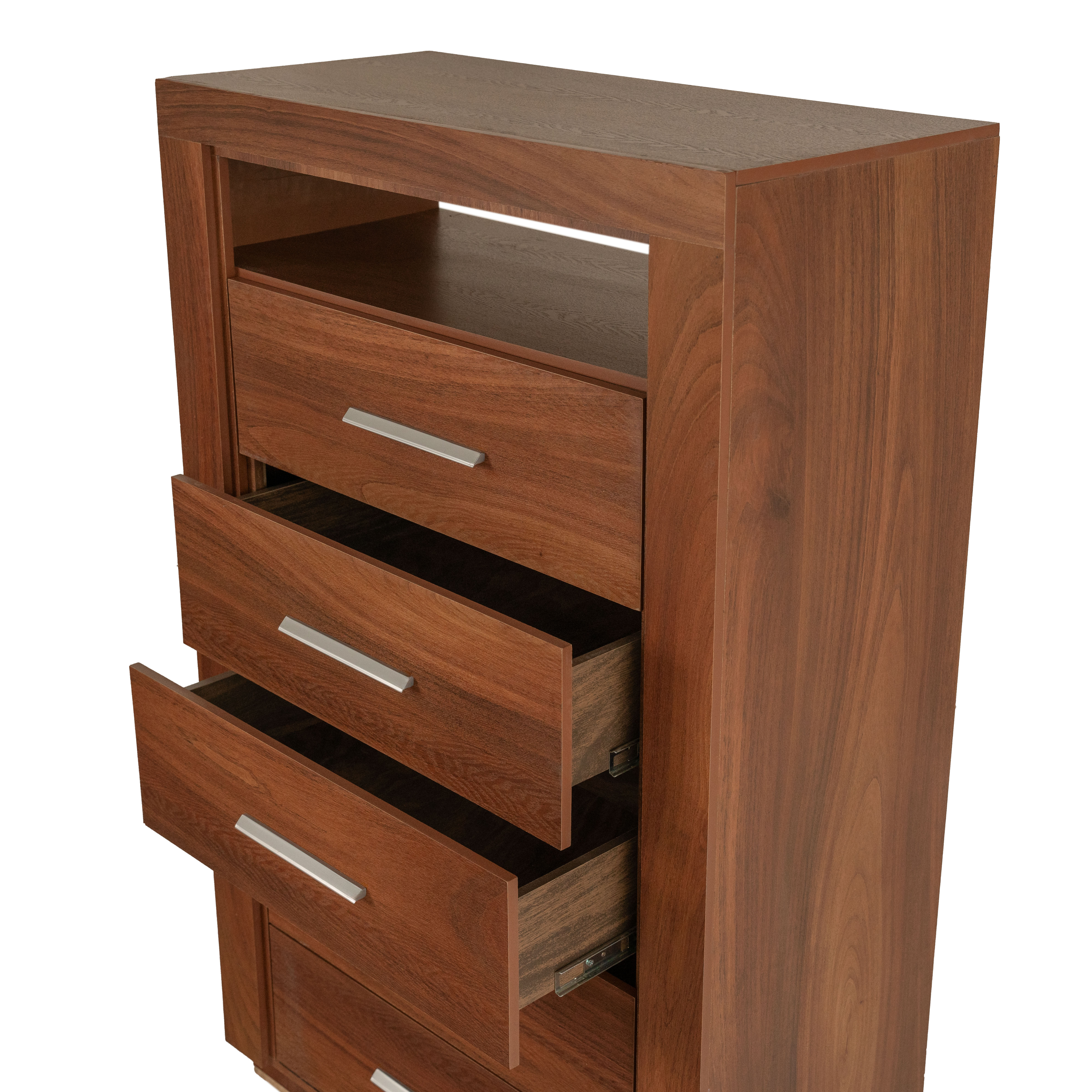 Foto 5 pulgar | Tocador - Cajonera Con 5 Cajones Y Espejo De Cuerpo Completo Color Parota - Madera Industrializada
