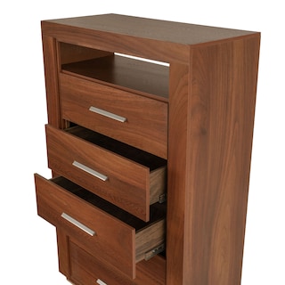 Foto 4 | Tocador - Cajonera Con 5 Cajones Y Espejo De Cuerpo Completo Color Parota - Madera Industrializada