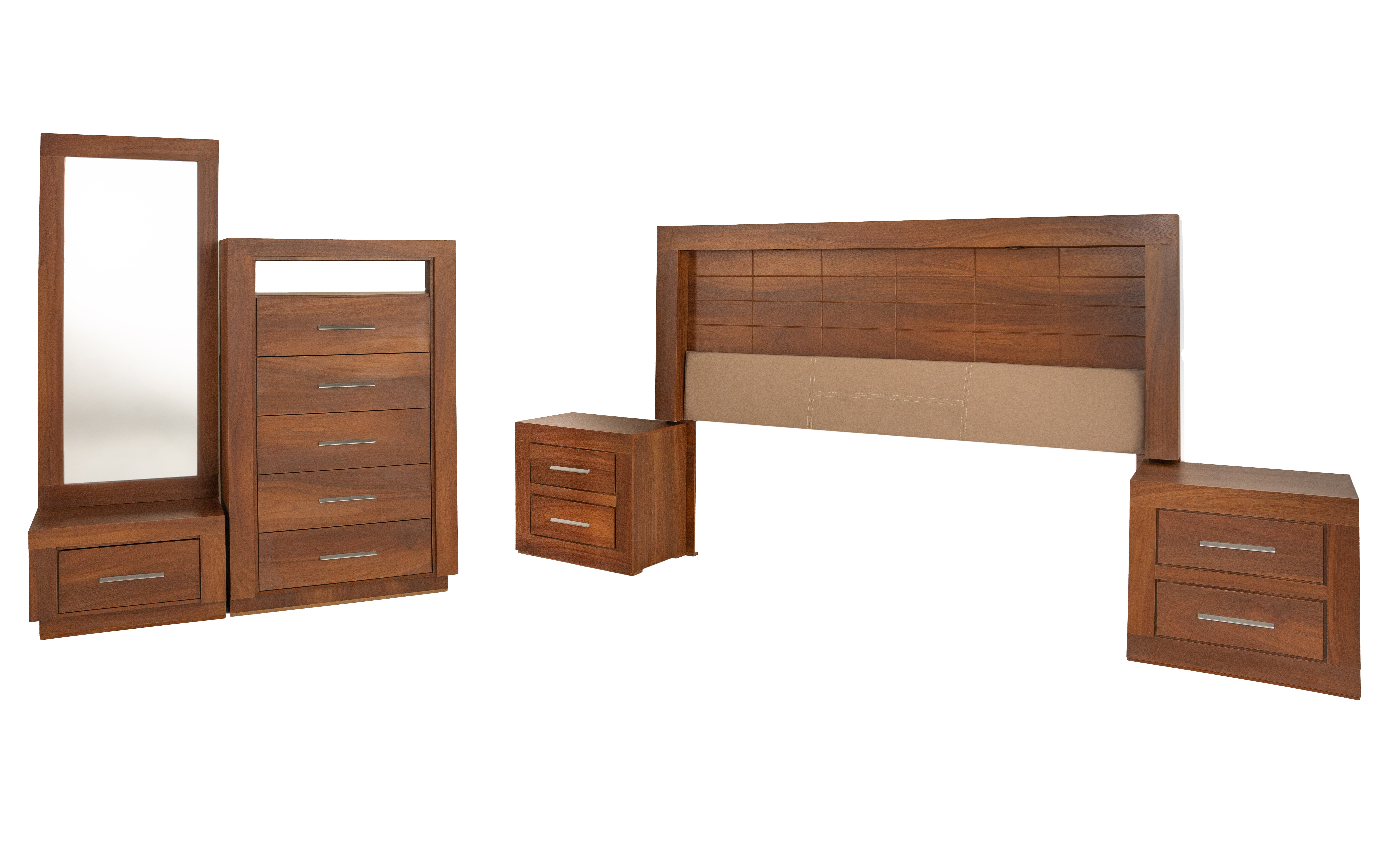 Foto 5 | Tocador - Cajonera Con 5 Cajones Y Espejo De Cuerpo Completo Color Parota - Madera Industrializada