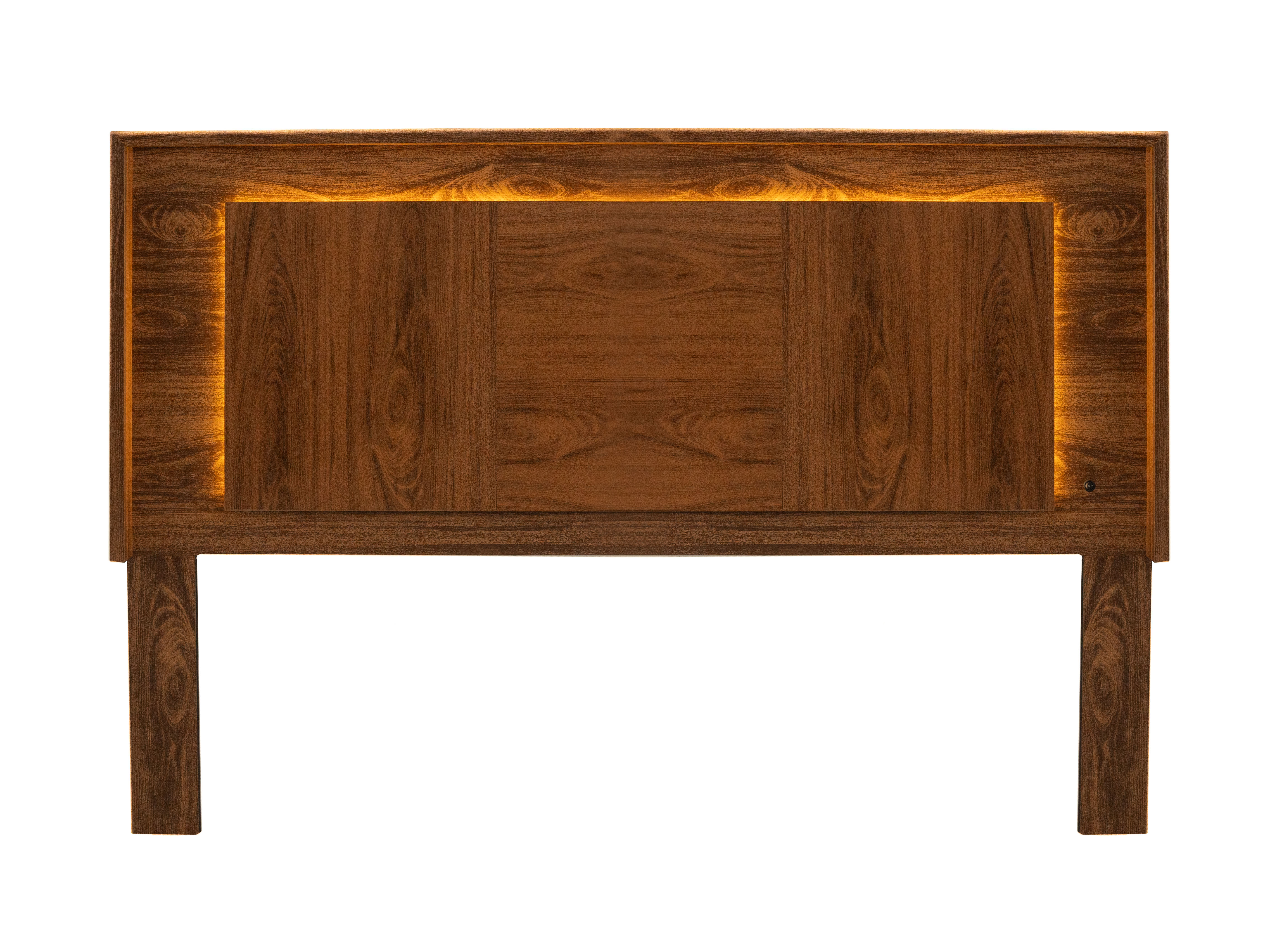 Foto 3 | Recámara King Size De 5 Piezas Con Cabecera Con Luz, 2 Burós, Cajonera Y Espejo Color Parota - Madera Industrializada